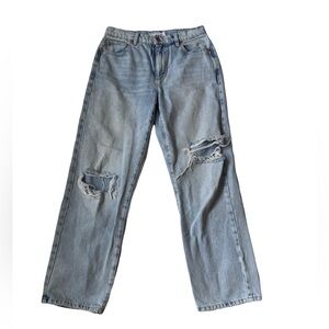 Garage Light Wash Denim Boyfriend Jeans with Ripped Detailing Size 27